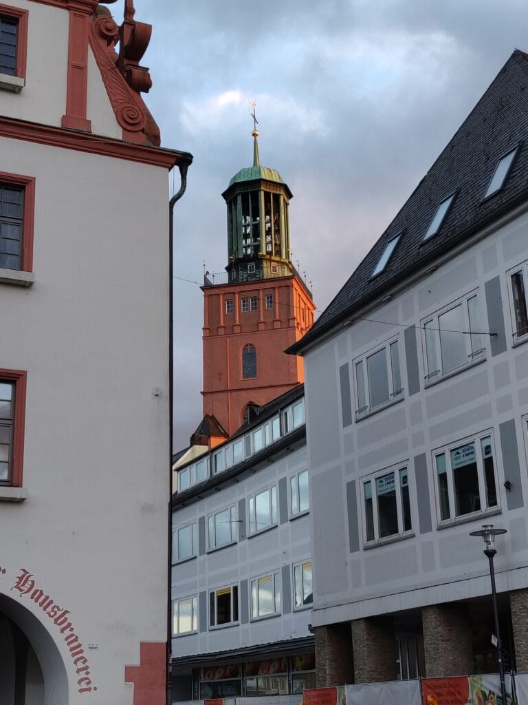 Shot of the Darmstadt church in Germany against a clouded sky